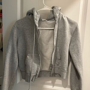 Gray Cropped Hoodie
